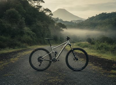 Silver Cannondale Habit 4 full-suspension mountain bike with a RockShox fork
