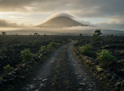 Old road crossing a lava field on the flanks of Volcán Barú